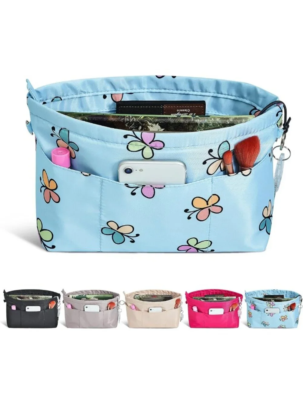 Premium Nylon Purse Organizer Tote - Bag Insert with 13 Pockets & 5 Sizes